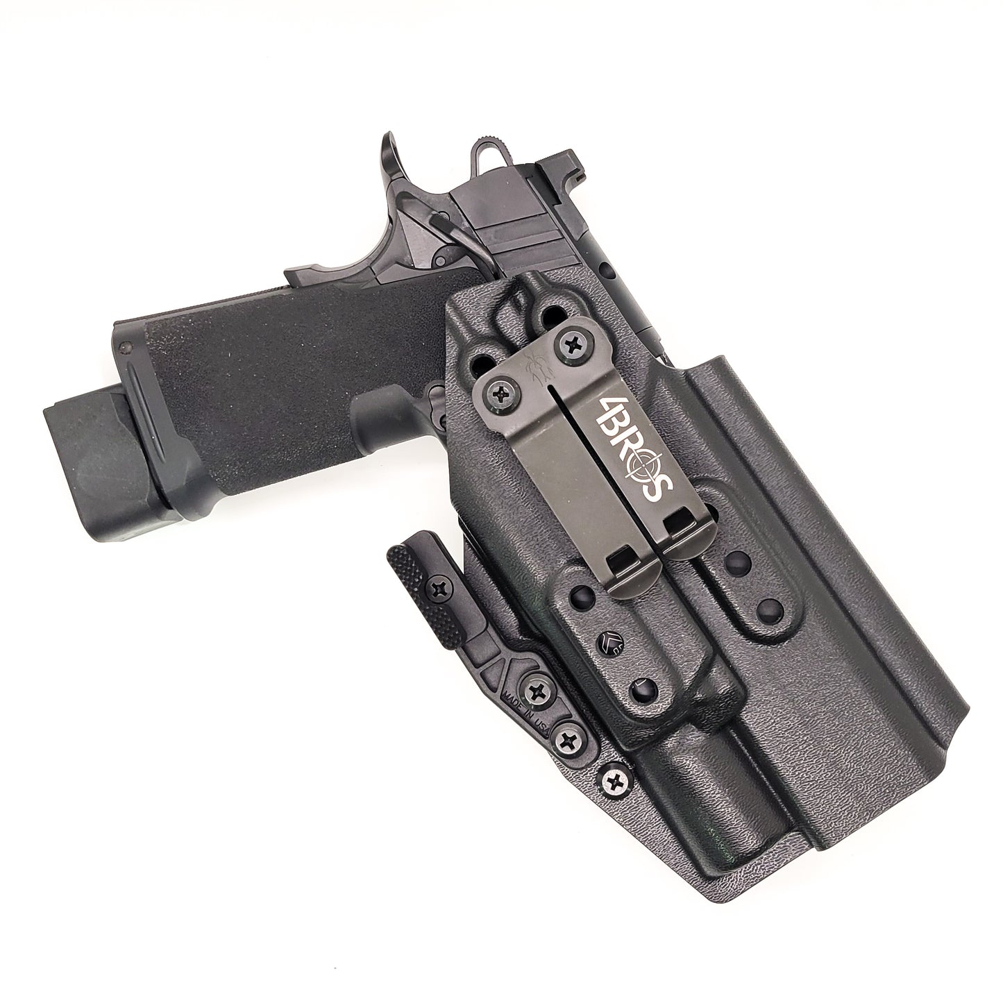 For the best IWB Kydex Inside Waistband Holster for the Springfield Armory 1911 DS Prodigy 5" & 4.25" & Surefire X300U A or B shop Four Brothers Holsters. 