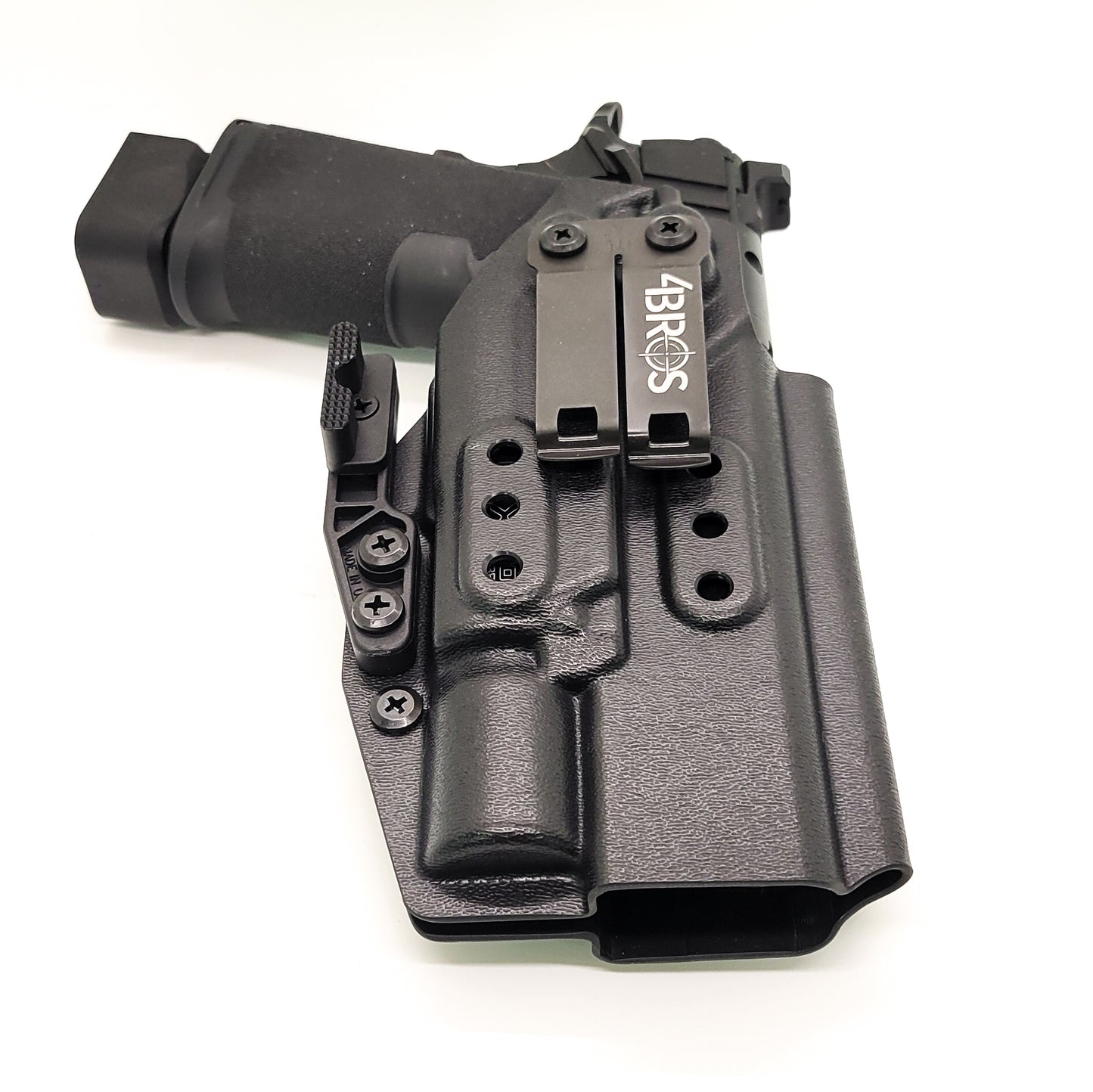For the best IWB Kydex Inside Waistband Holster for the Springfield Armory 1911 DS Prodigy 5" & 4.25" & Surefire X300U A or B shop Four Brothers Holsters. 