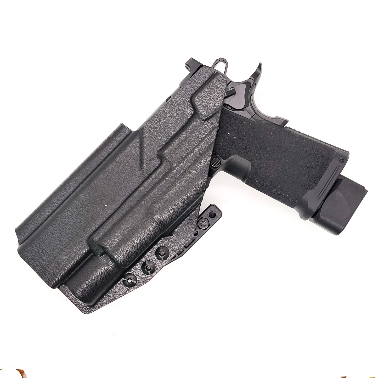 For the best IWB Kydex Inside Waistband Holster for the Springfield Armory 1911 DS Prodigy 5" & 4.25" & Surefire X300U A or B shop Four Brothers Holsters. 