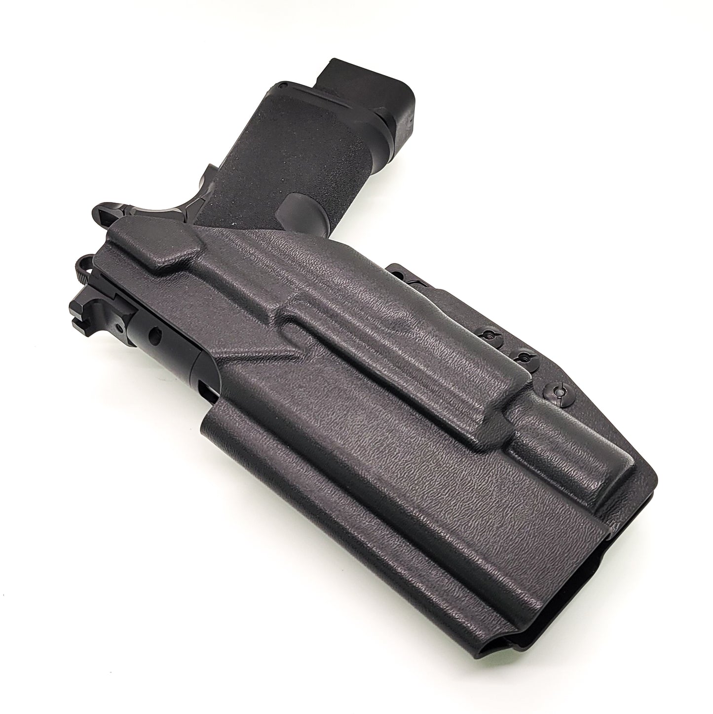 For the best IWB Kydex Inside Waistband Holster for the Springfield Armory 1911 DS Prodigy 5" & 4.25" & Surefire X300U A or B shop Four Brothers Holsters. 