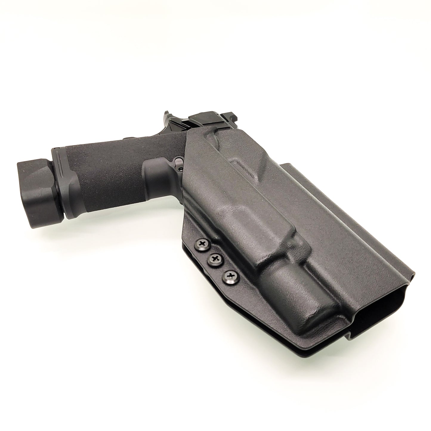 For the best Outside Waistband OWB Holster for the Springfield Armory 1911 DS Prodigy 5" & 4.25" and Surefire X300U A or B, shop Four Brothers 4BROS Holsters. 