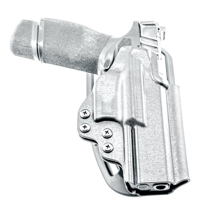 Springfield Echelon 4.5F competition OWB holster for USPSA, 3-Gun, and Steel Challenge. Adjustable retention and durable .093” thermoplastic