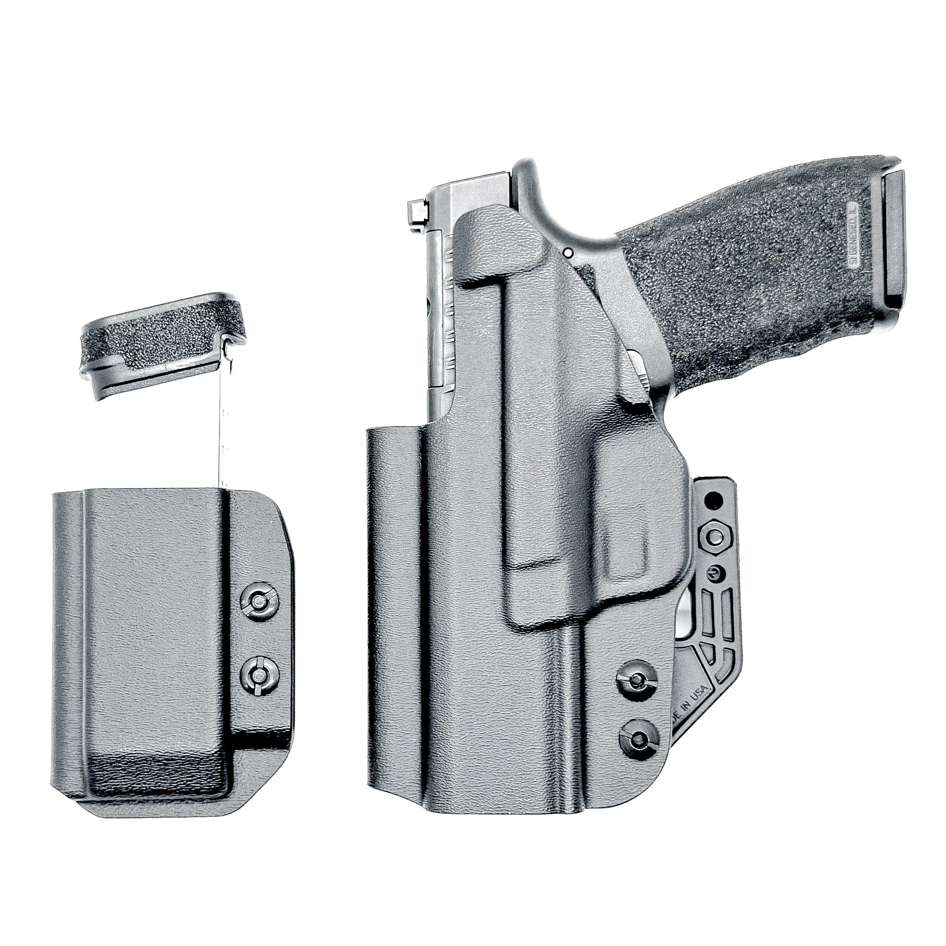 Black holster and magazine pouch set for the  Springfield Armory Hellcat Pro in black form Four Brothers Holsters.