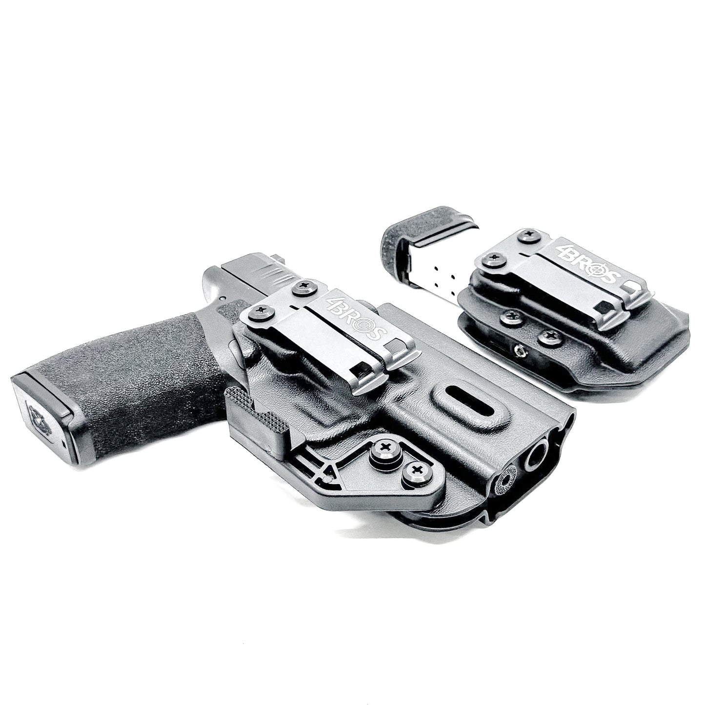 Black holster and magazine pouch set for the  Springfield Armory Hellcat Pro in black form Four Brothers Holsters.