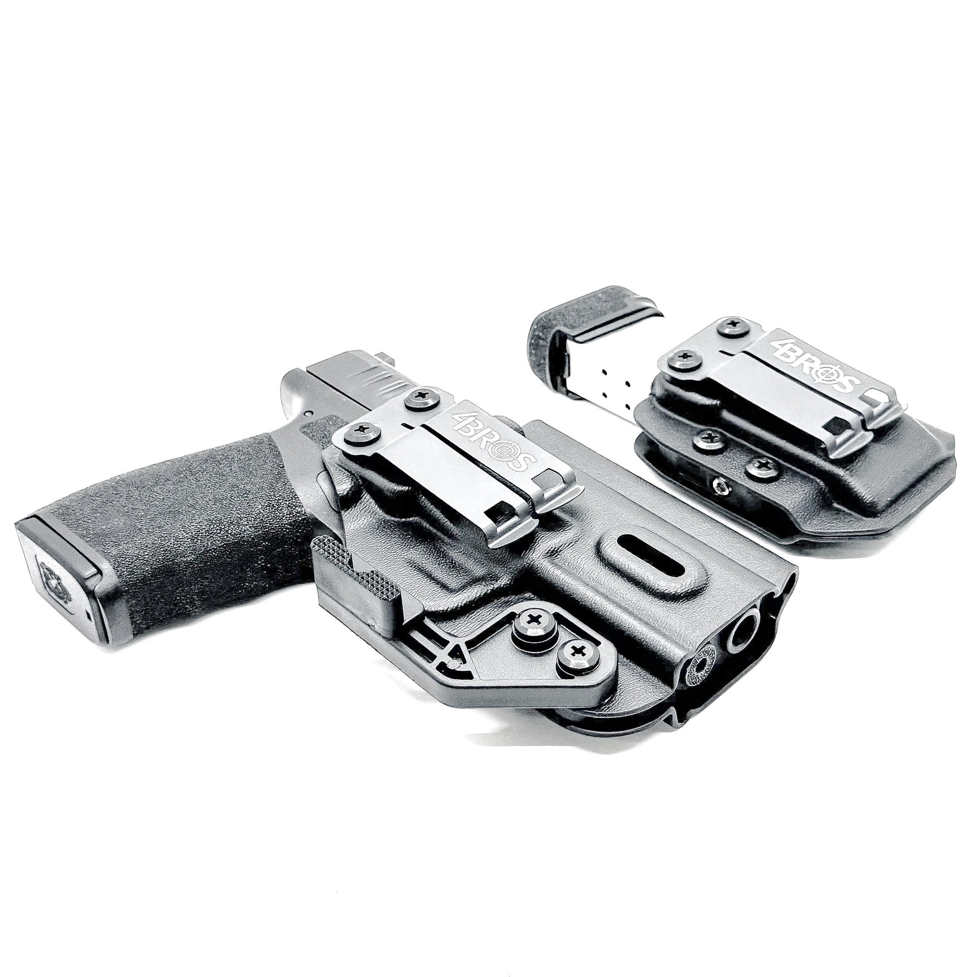 Black holster and magazine pouch set for the  Springfield Armory Hellcat Pro in black form Four Brothers Holsters.