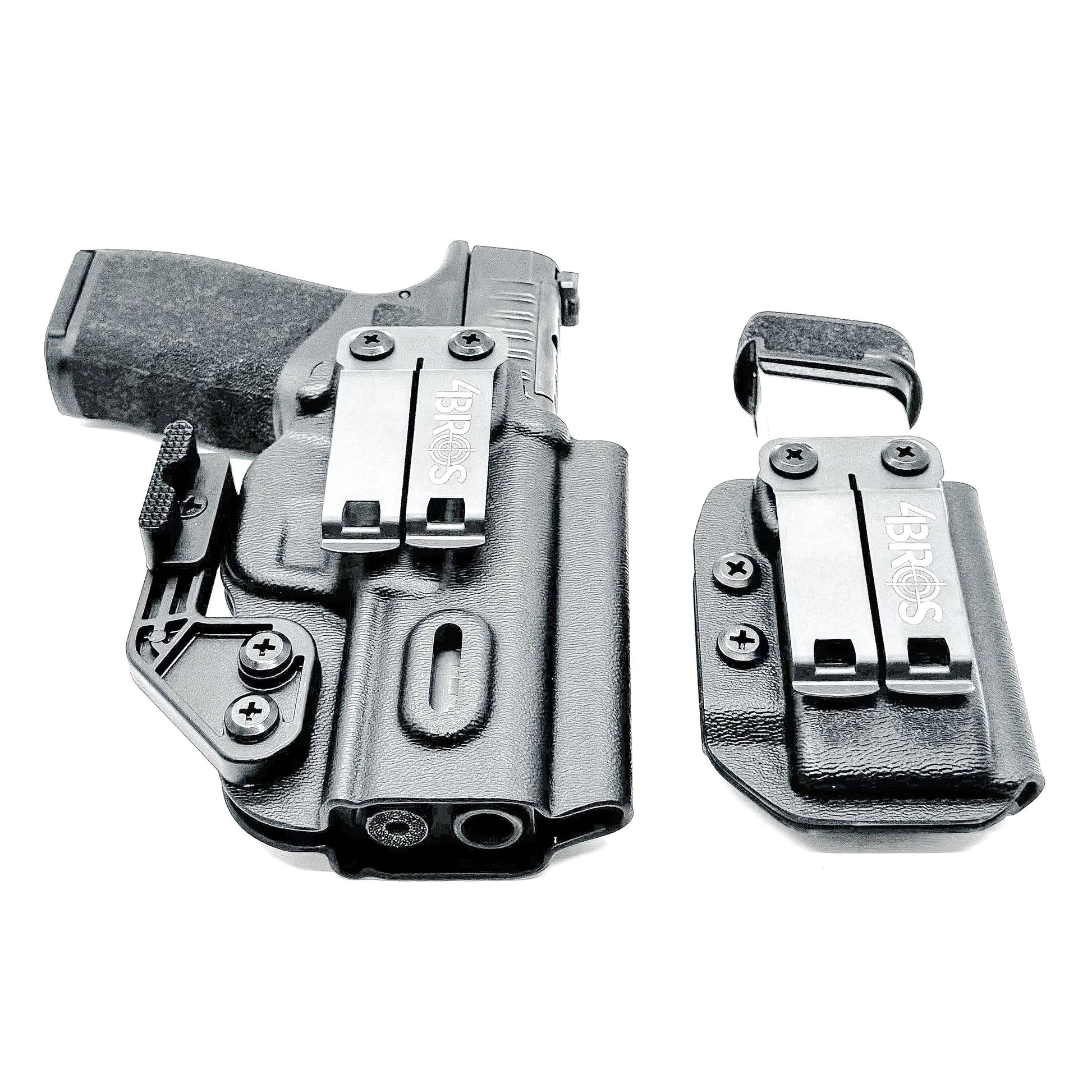 Black holster and magazine pouch set for the  Springfield Armory Hellcat Pro in black form Four Brothers Holsters.