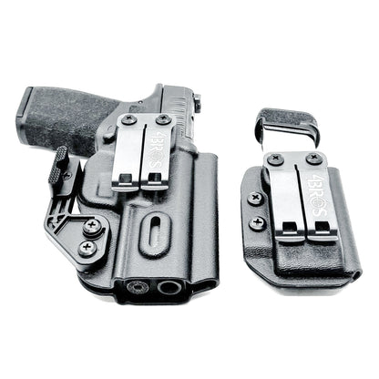 Black holster and magazine pouch set for the  Springfield Armory Hellcat Pro in black form Four Brothers Holsters.