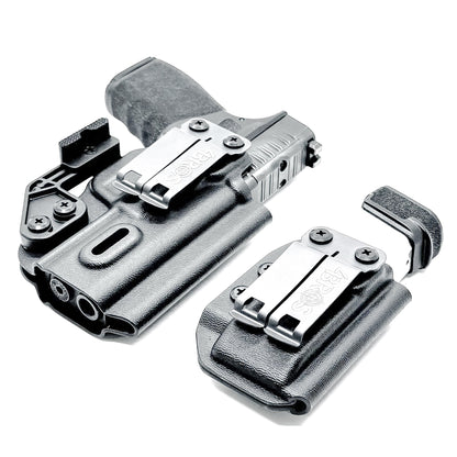Black holster and magazine pouch set for the  Springfield Armory Hellcat Pro in black form Four Brothers Holsters.