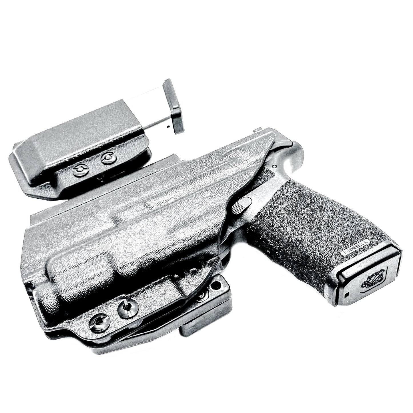 Four Brothers Holsters Inside the Waistband IWB Holster & Magazine Carrier combo for the Springfield Armory Hellcat Pro with SureFire XC3 Sub.