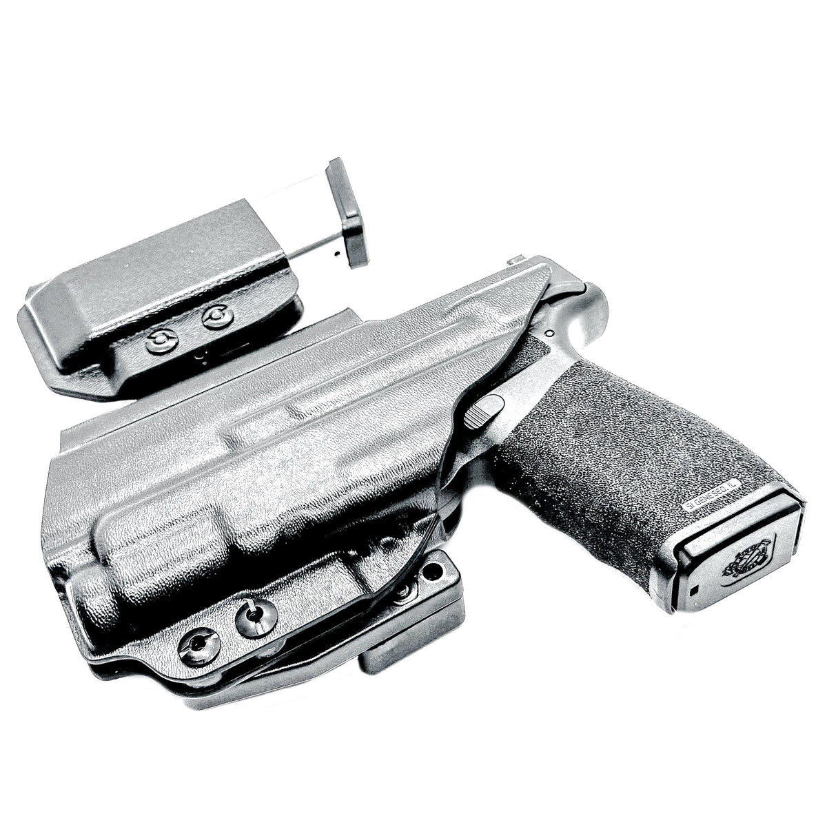 Four Brothers Holsters Inside the Waistband IWB Holster & Magazine Carrier combo for the Springfield Armory Hellcat Pro with SureFire XC3 Sub.
