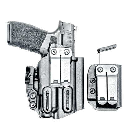 Four Brothers Holsters Inside the Waistband IWB Holster & Magazine Carrier combo for the Springfield Armory Hellcat Pro with SureFire XC3 Sub.