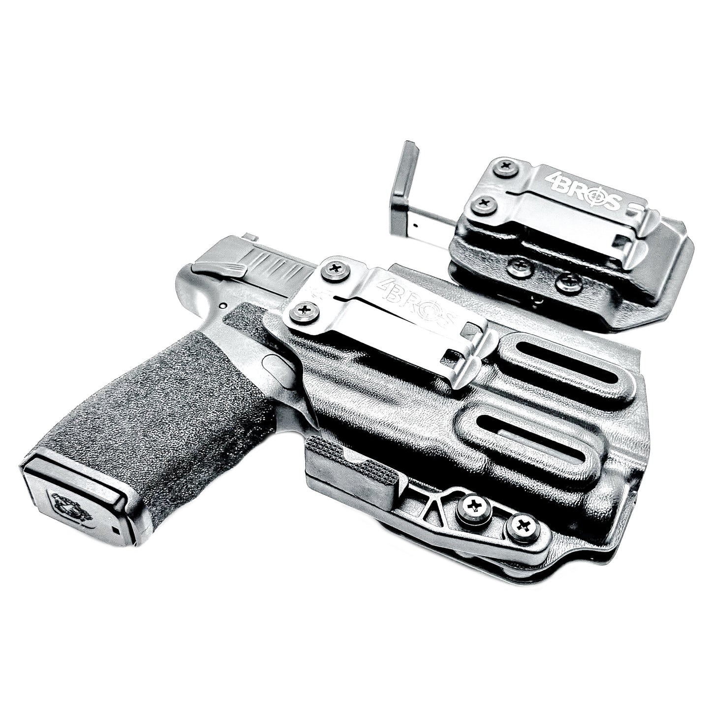 Four Brothers Holsters Inside the Waistband IWB Holster & Magazine Carrier combo for the Springfield Armory Hellcat Pro with SureFire XC3 Sub.