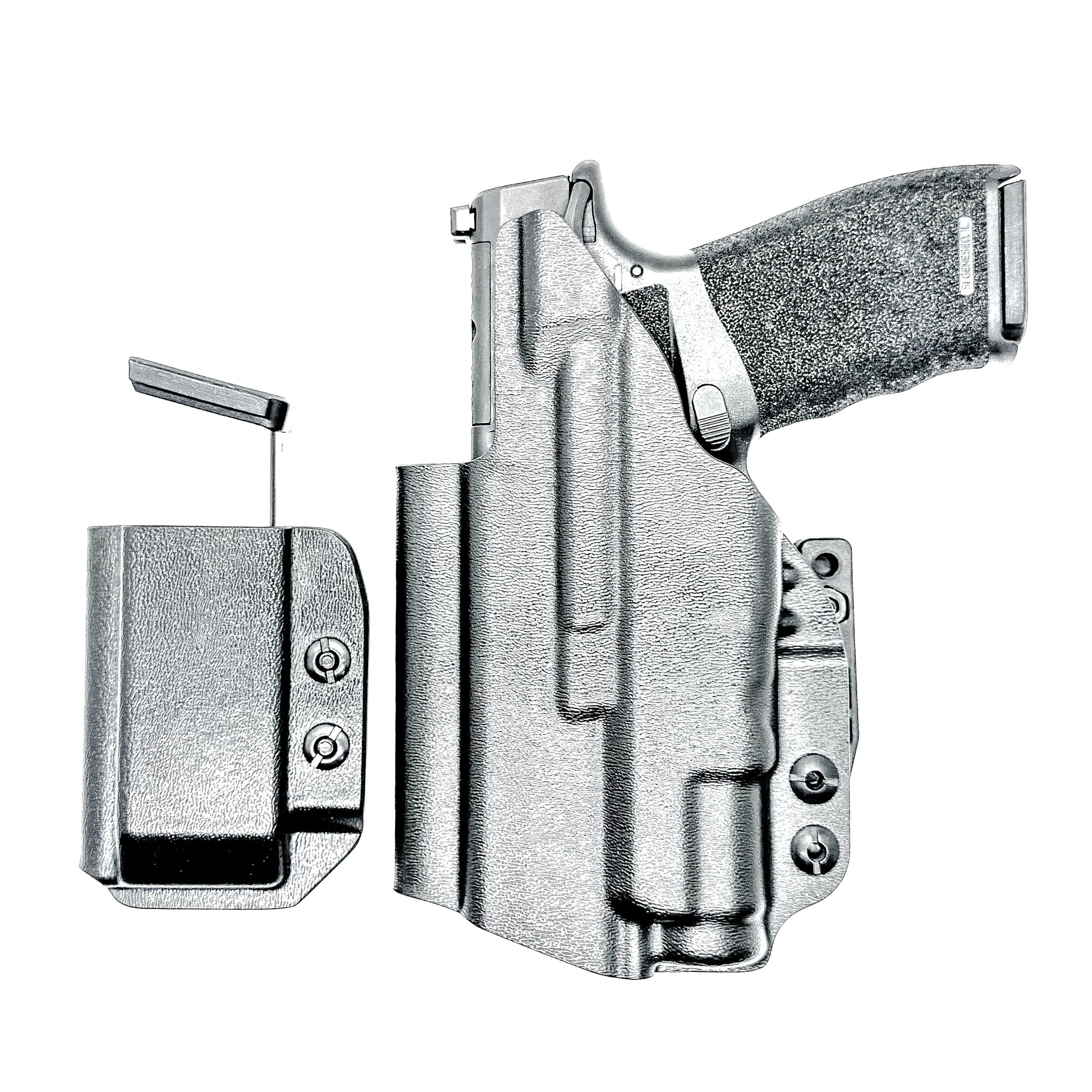 Four Brothers Holsters Inside the Waistband IWB Holster & Magazine Carrier combo for the Springfield Armory Hellcat Pro with SureFire XC3 Sub.