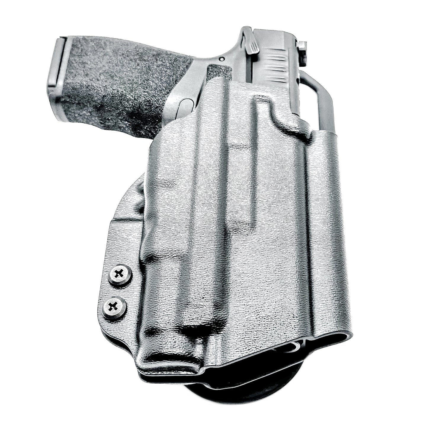 For the best Outside the Waistband Light Duty & Competition Kydex Holster for the Springfield Hellcat Pro with SureFire XC3 Sub shop Four Brothers Holsters.