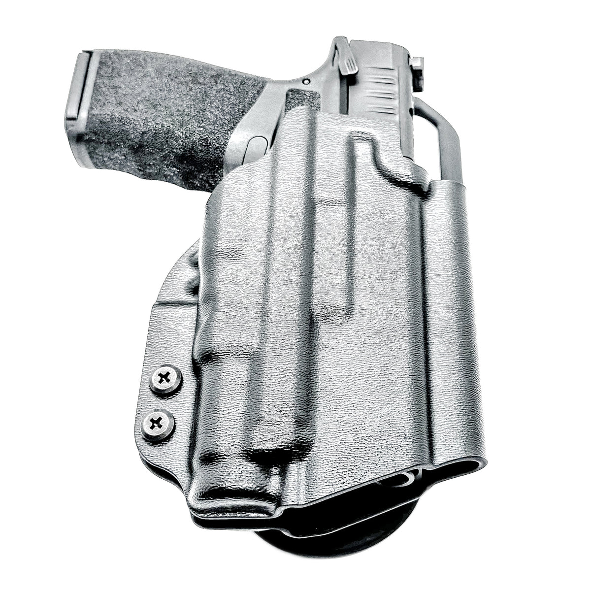 For the best Outside the Waistband Light Duty & Competition Kydex Holster for the Springfield Hellcat Pro with SureFire XC3 Sub shop Four Brothers Holsters.