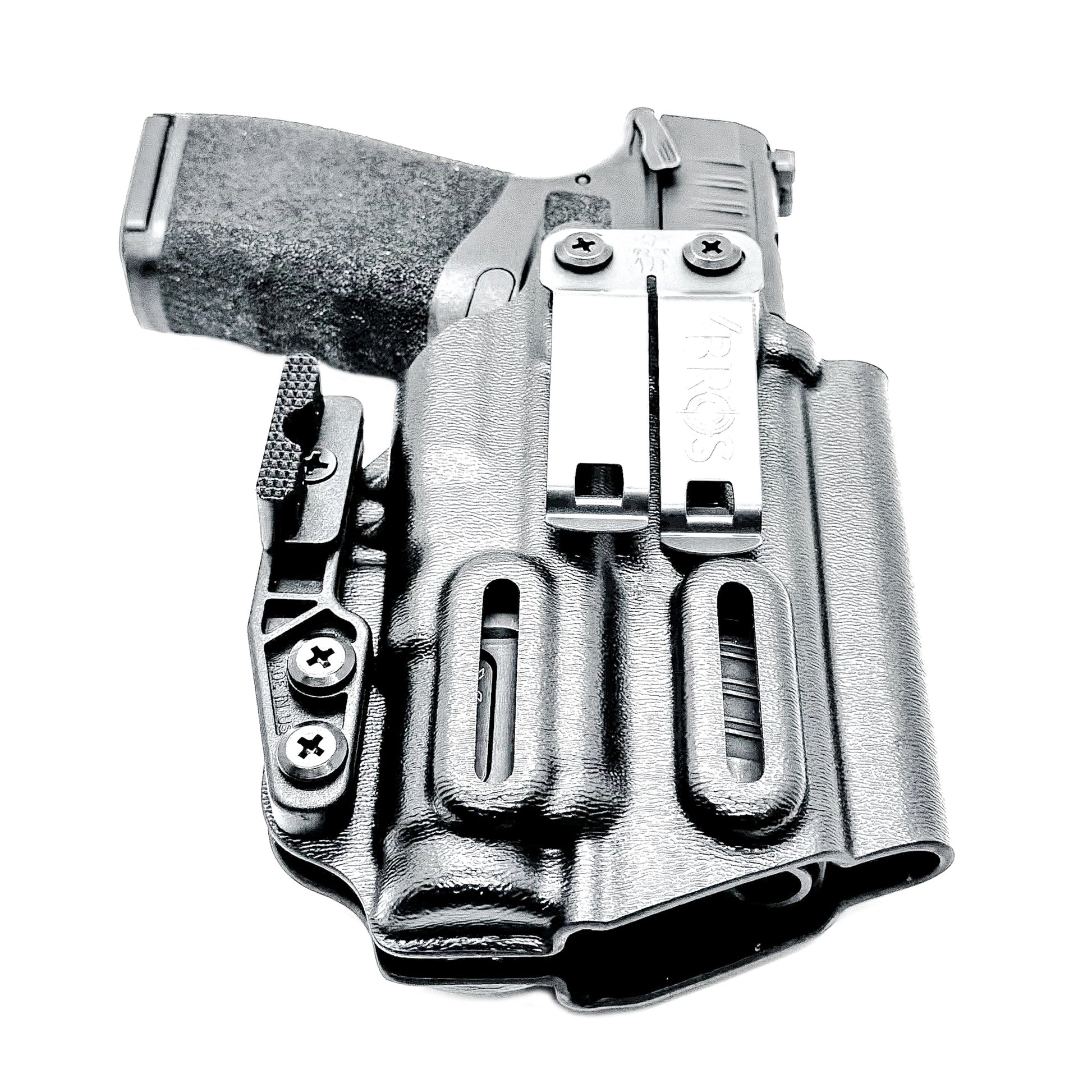 For the best IWB Kydex Inside the Waistband Holster for the Springfield Armory Hellcat Pro with SureFire XC3 Sub shop Four Brothers Holsters.