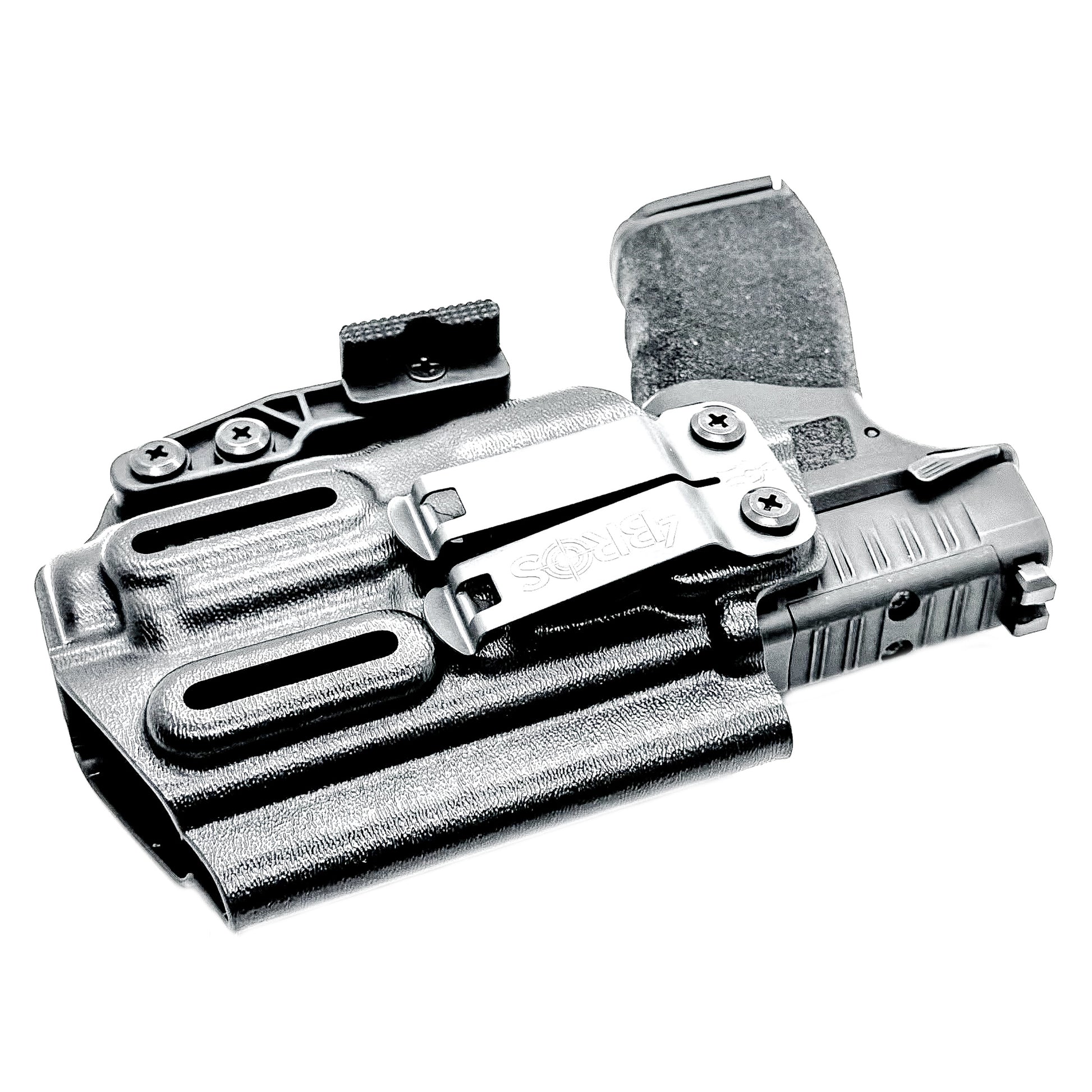 For the best IWB Kydex Inside the Waistband Holster for the Springfield Armory Hellcat Pro with SureFire XC3 Sub shop Four Brothers Holsters.