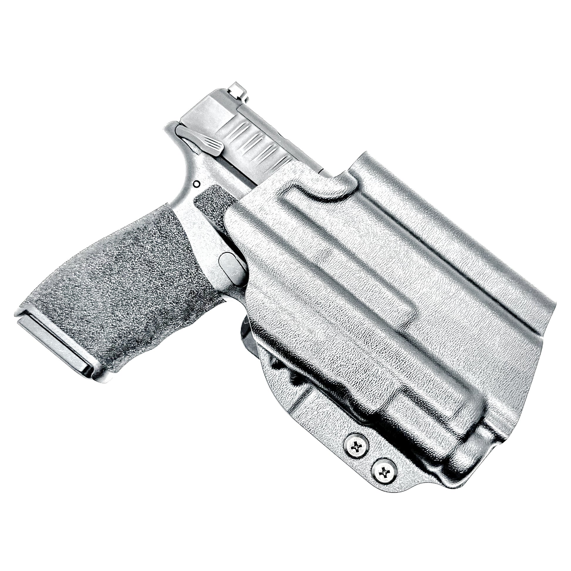 For the best Outside the Waistband OWB Kydex Holster for the Springfield Armory Hellcat Pro & SureFire XC3 Sub, shop Four Brothers Holsters.