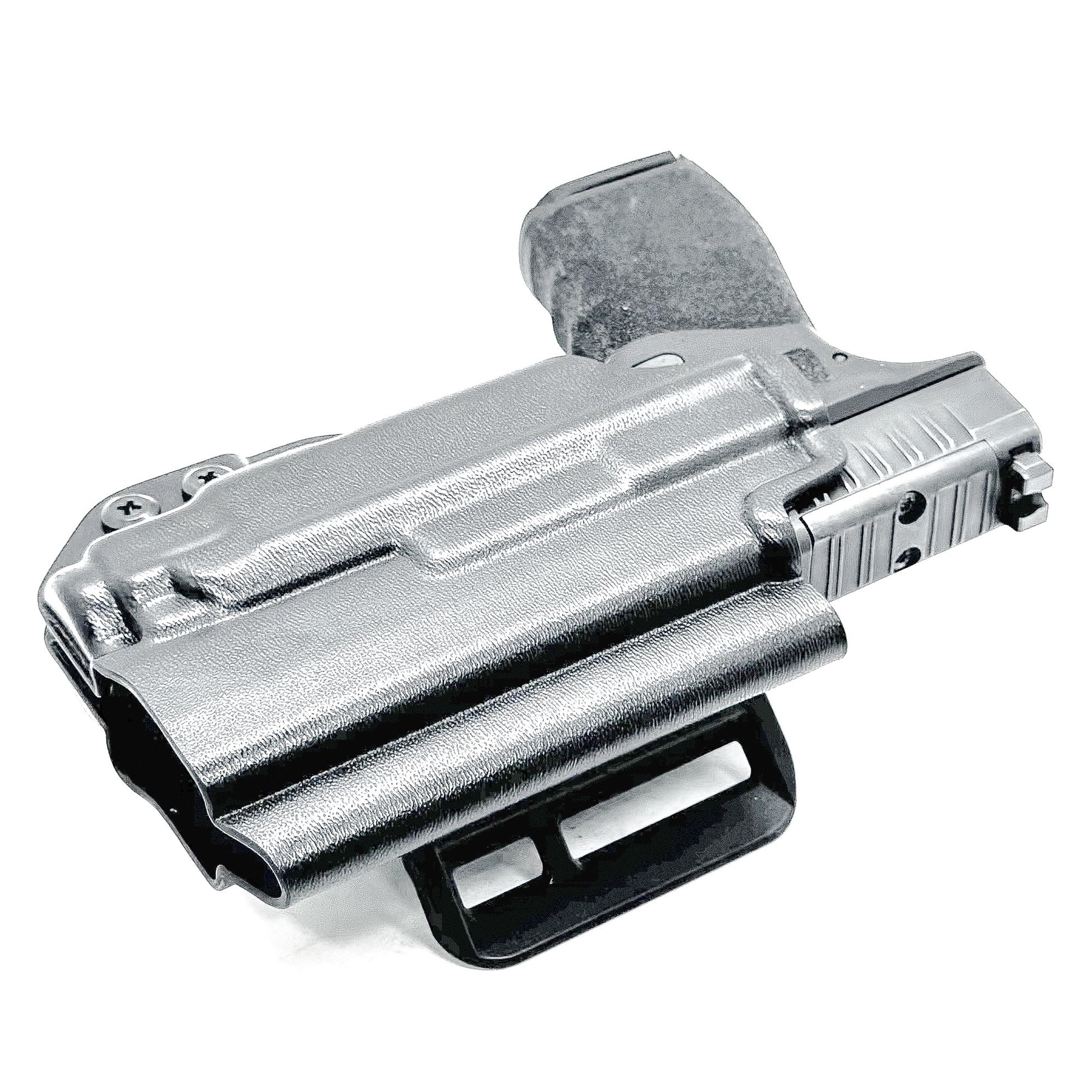 Black OWB Holster for the Springfield Armory Hellcat Pro with the Streamlight TLR-7 Sub Light shown with the 4BROS 1.5" Belt Slide.
