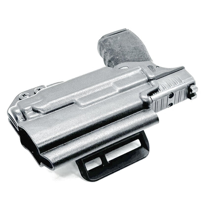 Black OWB Holster for the Springfield Armory Hellcat Pro with the Streamlight TLR-7 Sub Light shown with the 4BROS 1.5" Belt Slide.