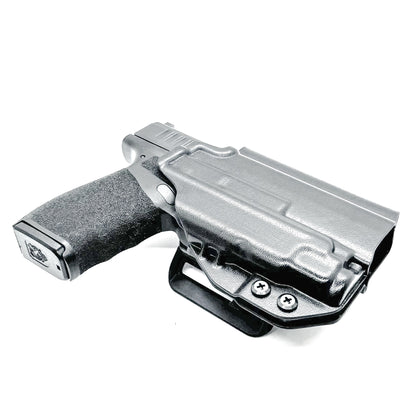 Black OWB Holster for the Springfield Armory Hellcat Pro with the Streamlight TLR-7 Sub Light shown with the 4BROS 1.5" Belt Slide.