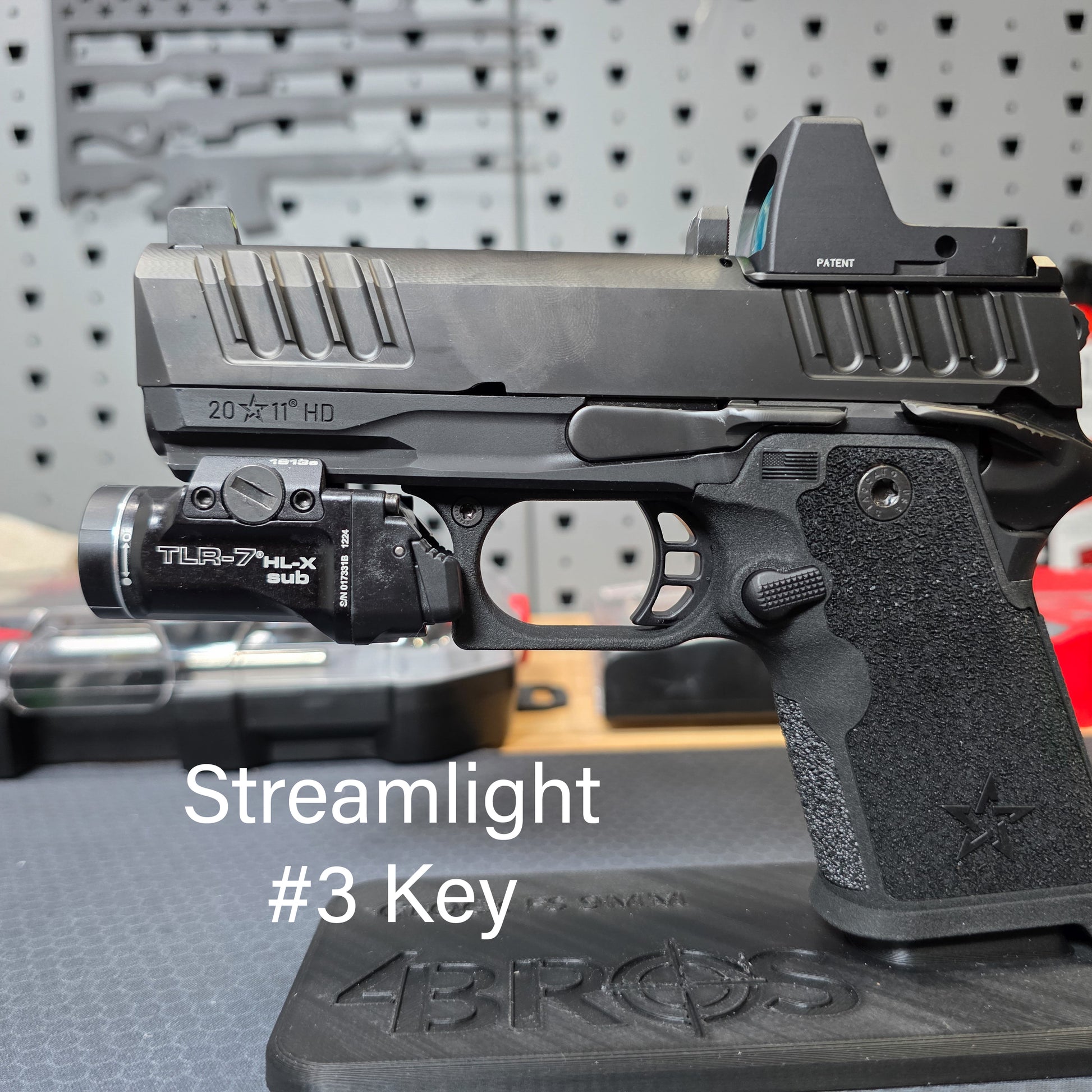 Streamlight TLR-7 Sub X & HL-X position on the Staccato HD C3.6 with our precision-printed PETG key from Four Brothers Holsters. Made in the USA