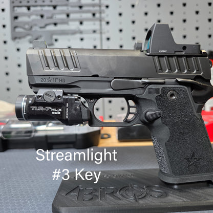 Streamlight TLR-7 Sub X & HL-X position on the Staccato HD C3.6 with our precision-printed PETG key from Four Brothers Holsters. Made in the USA