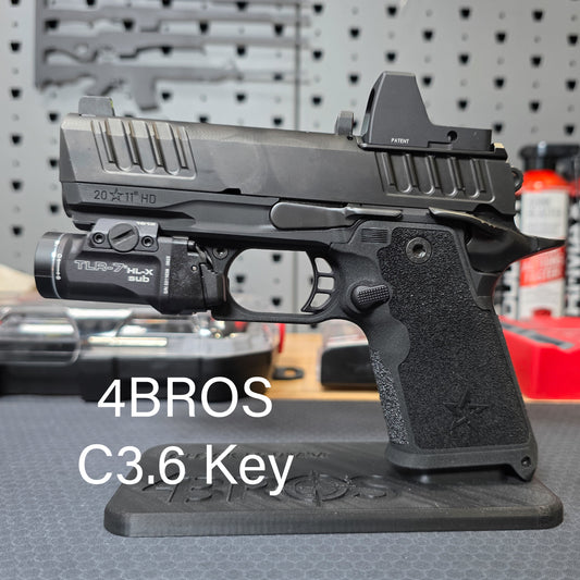 Streamlight TLR-7 Sub X & HL-X position on the Staccato HD C3.6 with our precision-printed PETG key from Four Brothers Holsters. Made in the USA