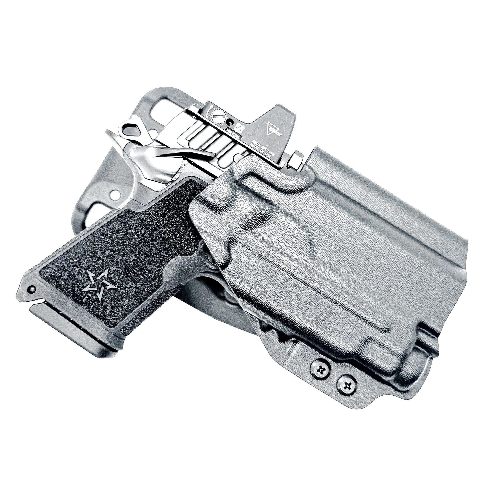 Precision-fit OWB outside the waistband duty & competition holster for the Staccato HD C3.6 and Streamlight 1913 TLR-7 Sub from Four Brothers. Made in the USA.