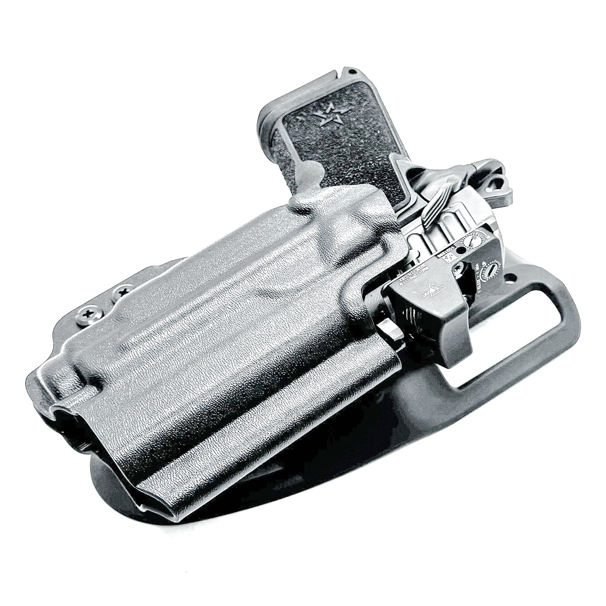 Precision-fit OWB outside the waistband duty & competition holster for the Staccato HD C3.6 and Streamlight 1913 TLR-7 Sub from Four Brothers. Made in the USA.