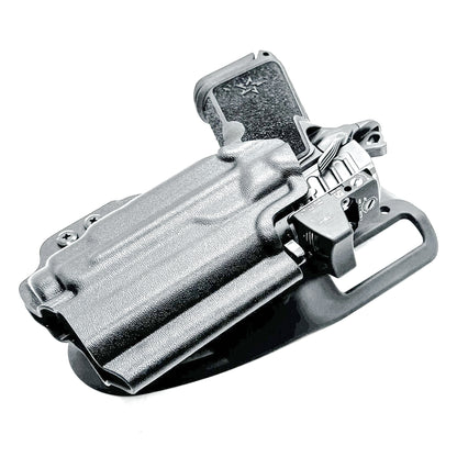 Precision-fit OWB outside the waistband duty & competition holster for the Staccato HD C3.6 and Streamlight 1913 TLR-7 Sub from Four Brothers. Made in the USA.