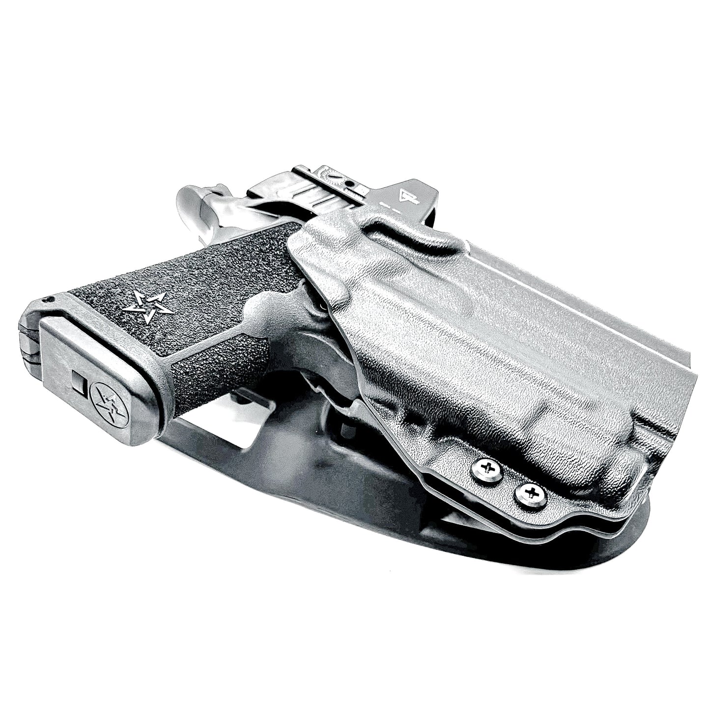 Precision-fit OWB outside the waistband duty & competition holster for the Staccato HD C3.6 and Streamlight TLR-7 X from Four Brothers