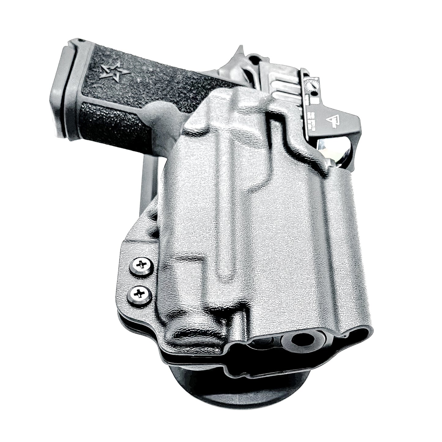 Precision-fit OWB outside the waistband duty & competition holster for the Staccato HD C3.6 and Streamlight TLR-7 X from Four Brothers