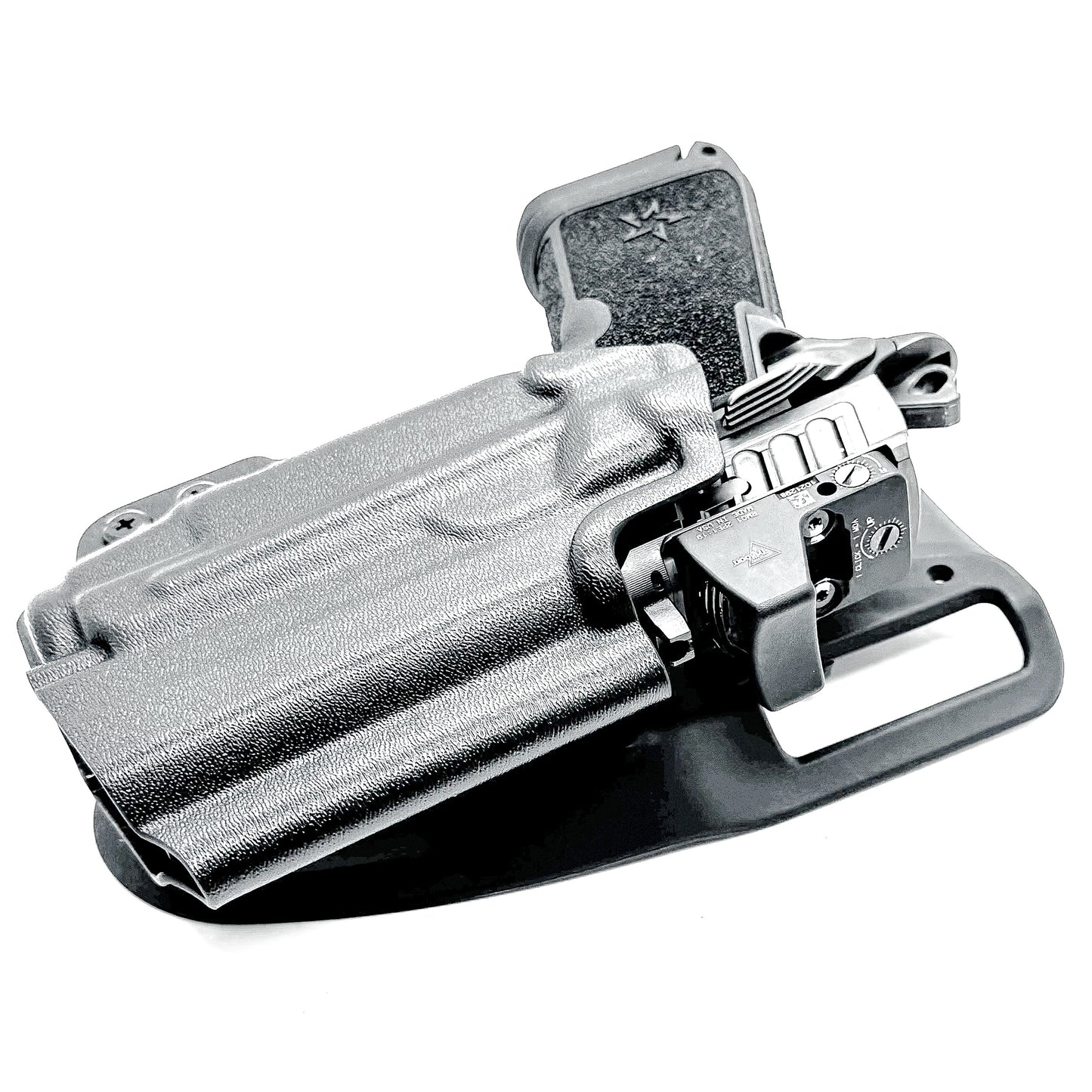 Precision-fit OWB outside the waistband duty & competition holster for the Staccato HD C3.6 and Streamlight TLR-7 X from Four Brothers