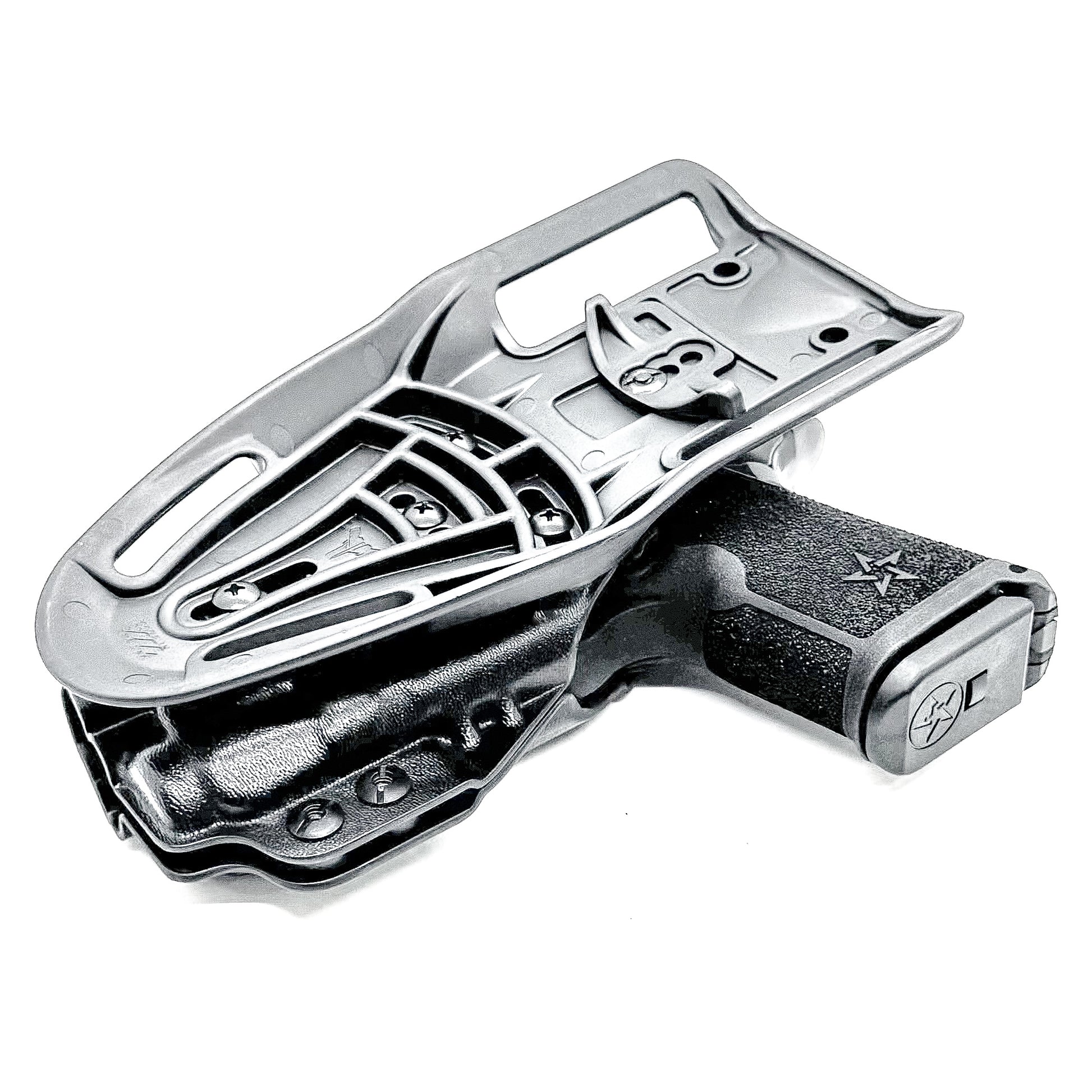 Precision-fit OWB outside the waistband duty & competition holster for the Staccato HD C3.6 and Streamlight TLR-7 X from Four Brothers