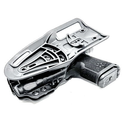 Precision-fit OWB outside the waistband duty & competition holster for the Staccato HD C3.6 and Streamlight TLR-7 X from Four Brothers