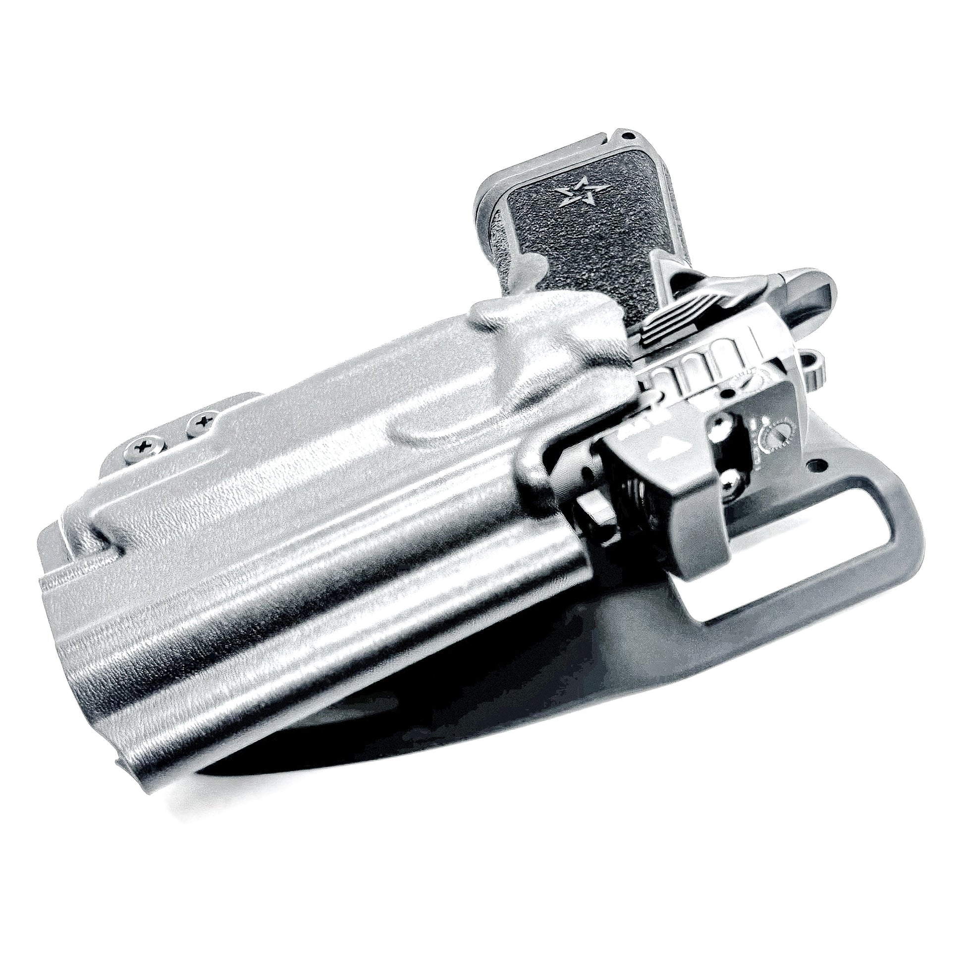 OWB outside the waistband duty & competition holster for the Staccato HD C4X and Surefire XC3 from Four Brothers