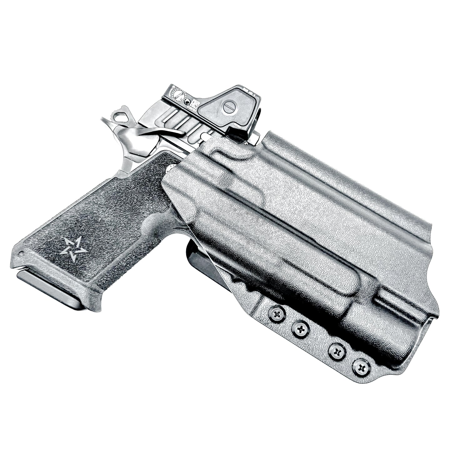 Black OWB holster for Staccato HD P4.5 with Surefire X300U-A/B