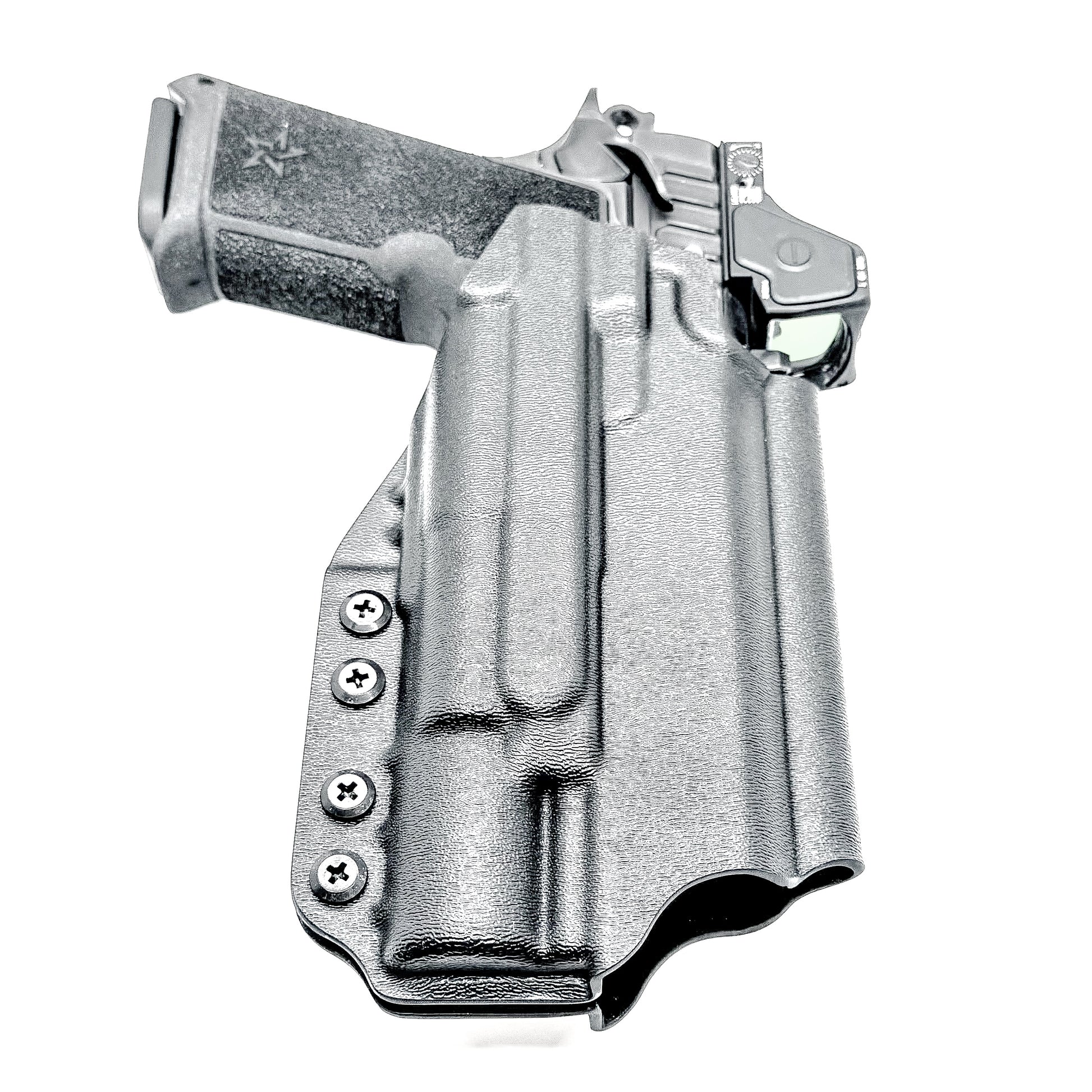 Black OWB holster for Staccato HD P4.5 with Surefire X300U-A/B