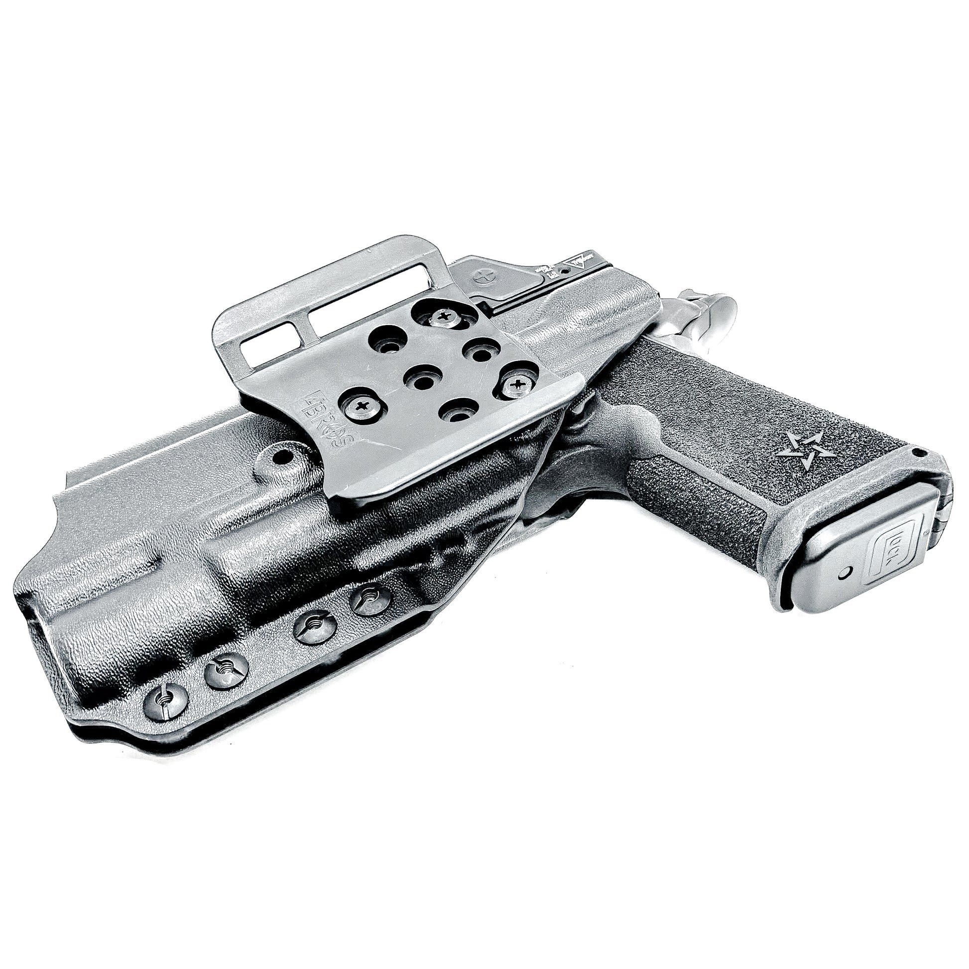 Black OWB holster for Staccato HD P4.5 with Surefire X300U-A/B