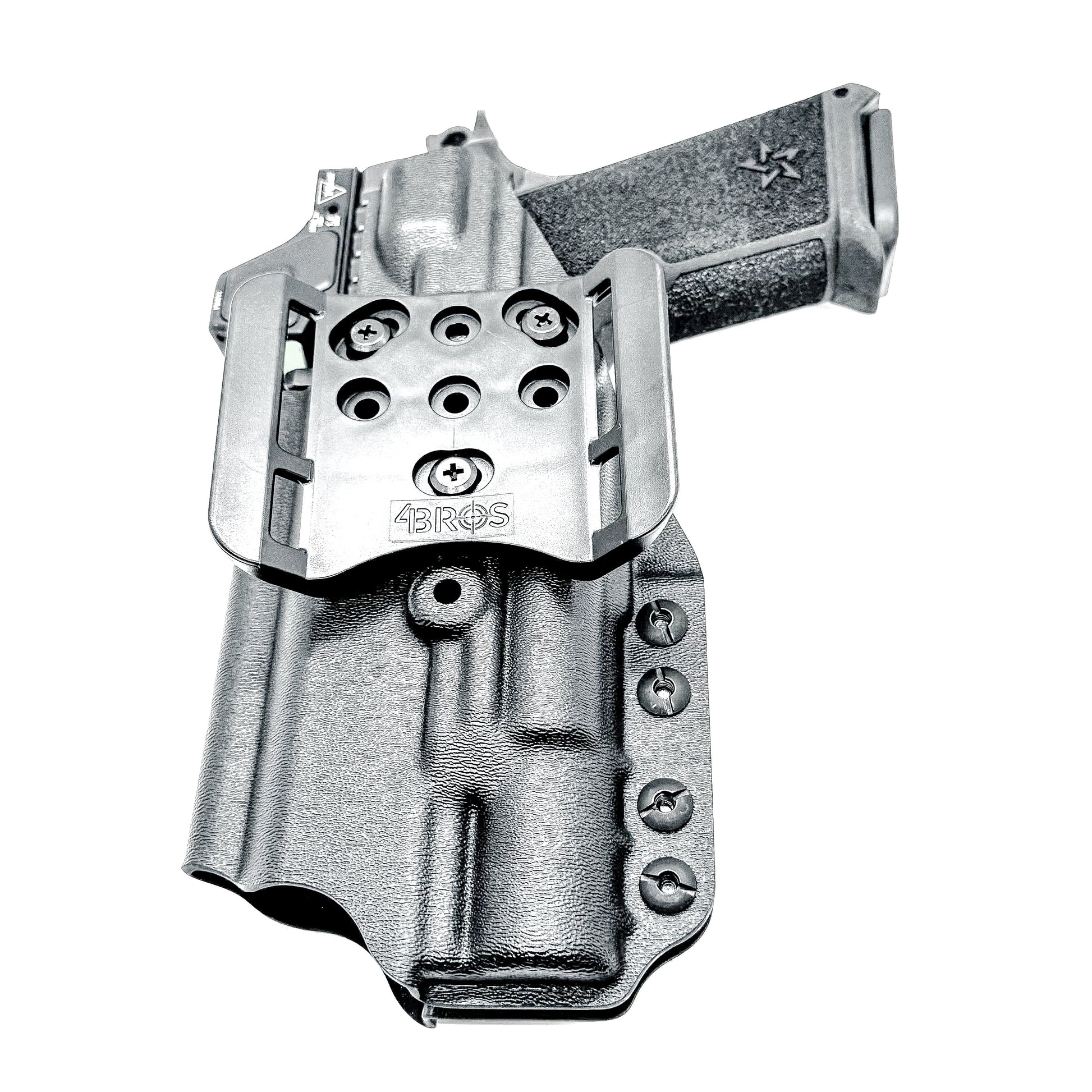 Black OWB holster for Staccato HD P4.5 with Surefire X300U-A/B