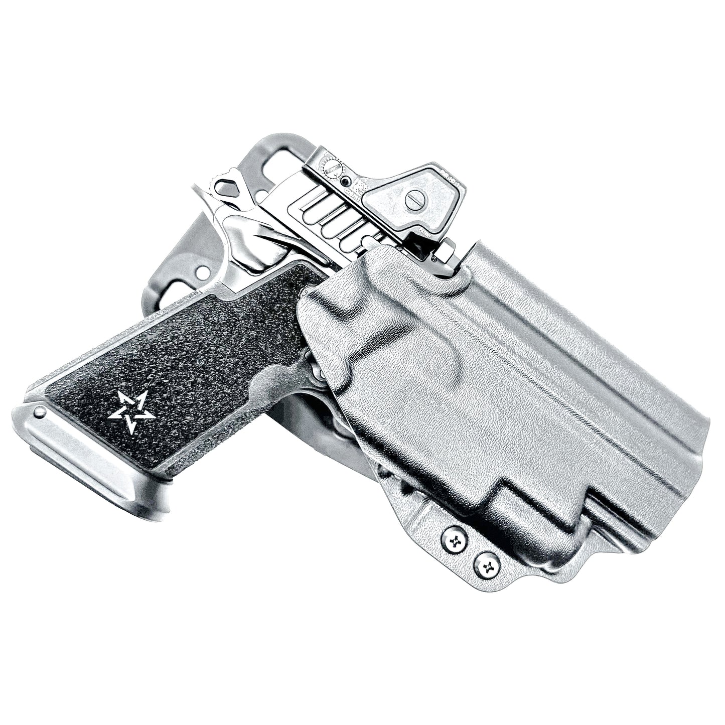OWB outside the waistband duty & competition holster for the Staccato HD P4.5 and Surefire XC3 from Four Brothers