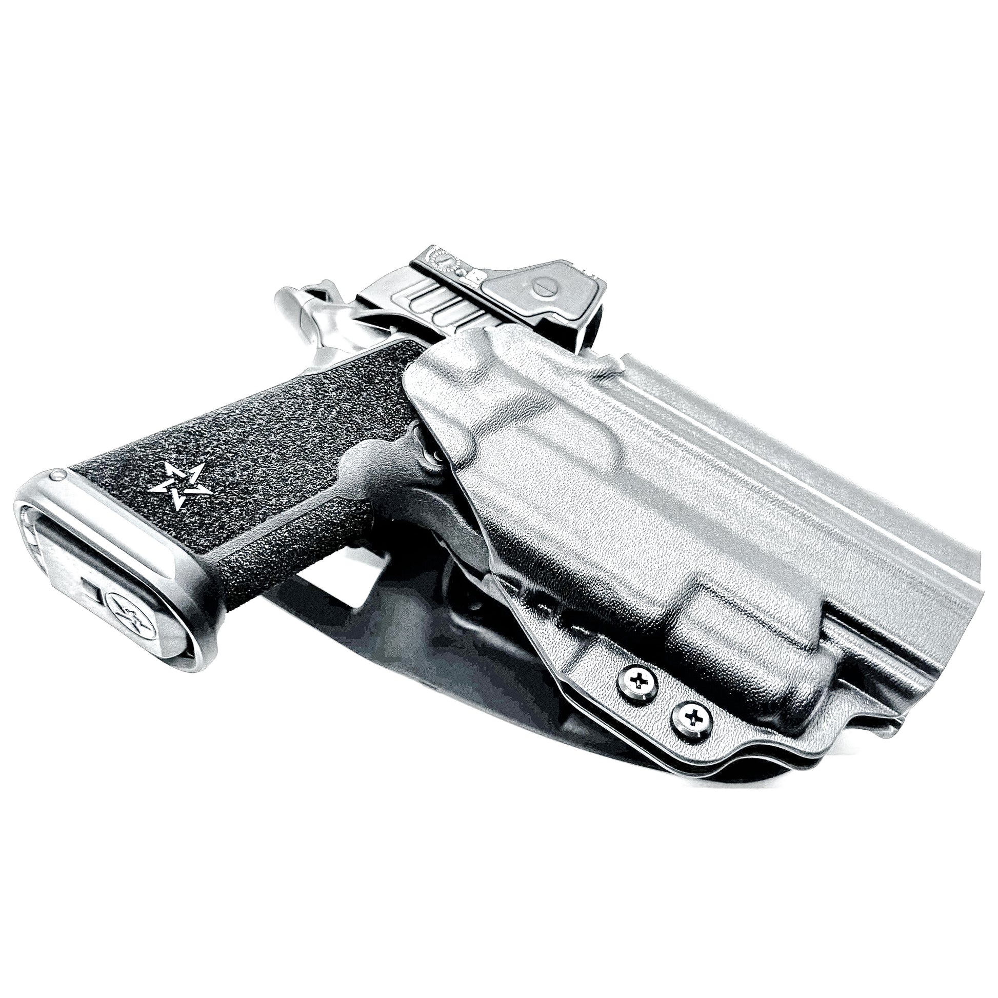OWB outside the waistband duty & competition holster for the Staccato HD P4.5 and Surefire XC3 from Four Brothers