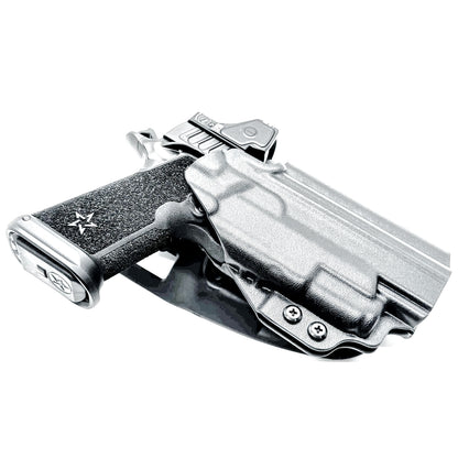OWB outside the waistband duty & competition holster for the Staccato HD P4.5 and Surefire XC3 from Four Brothers