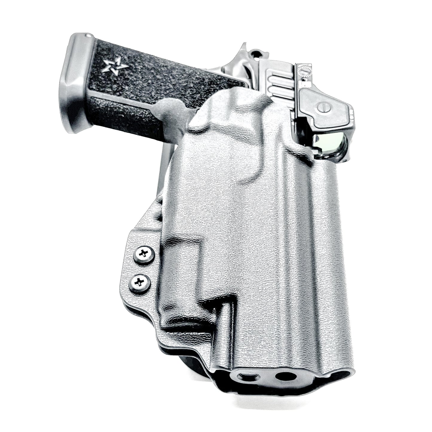 OWB outside the waistband duty & competition holster for the Staccato HD P4.5 and Surefire XC3 from Four Brothers