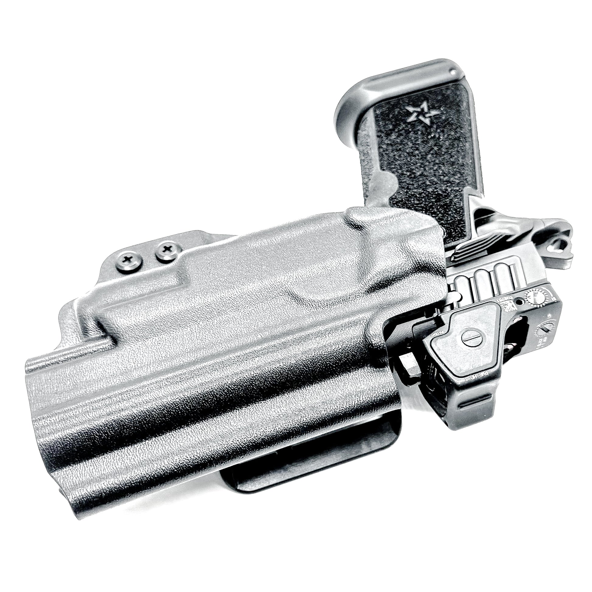 OWB Outside Waistband holster for the Staccato HD P4.5 and Surefire XC3 from Four Brothers