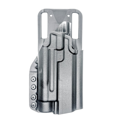 Light-Duty and Competition OWB holster for the Staccato HD P4.5 and Streamlight TLR-1 HL or TLR-1 HP for Outside Waistband range & competition use.
