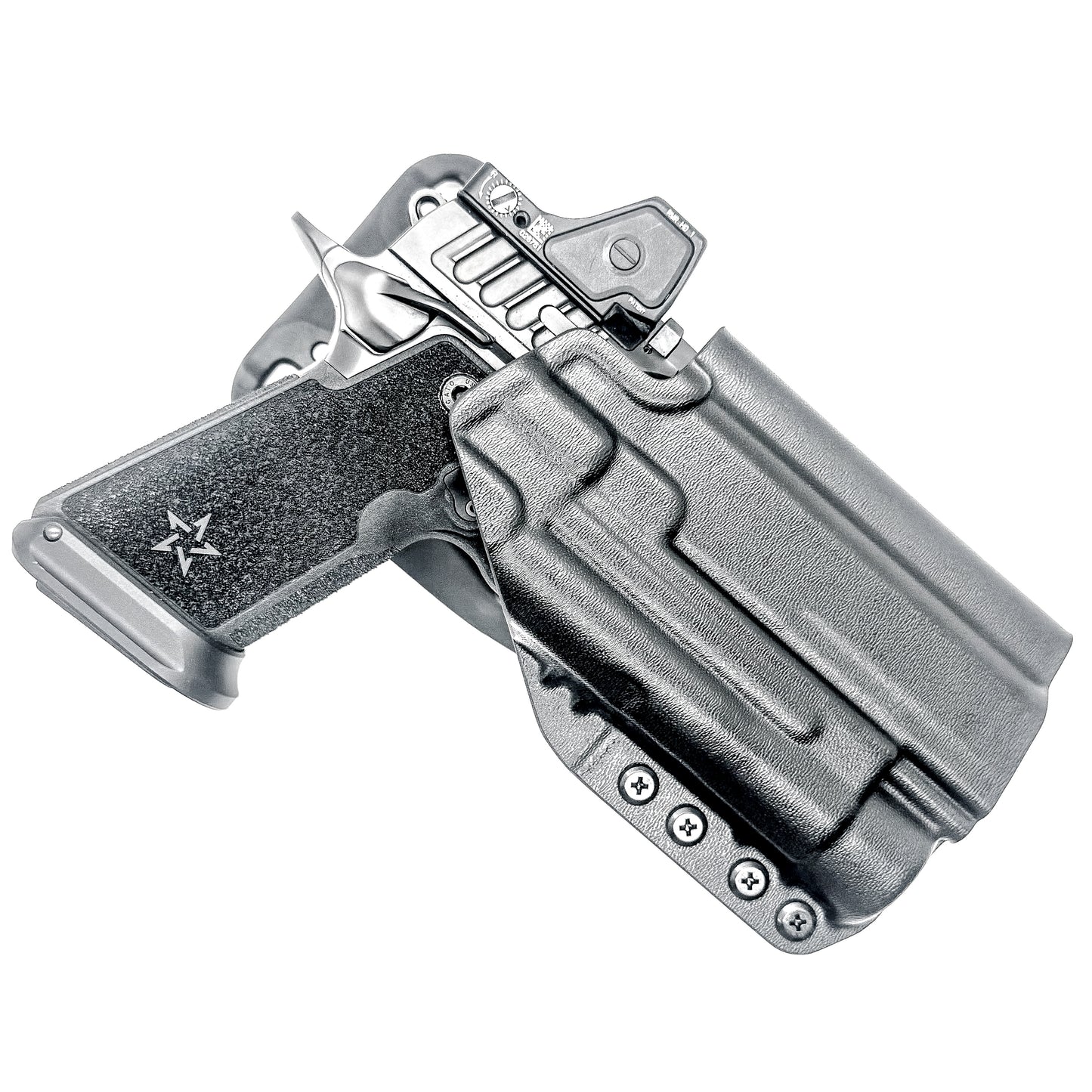 Light-Duty and Competition OWB holster for the Staccato HD P4.5 and Streamlight TLR-1 HL or TLR-1 HP for Outside Waistband range & competition use.