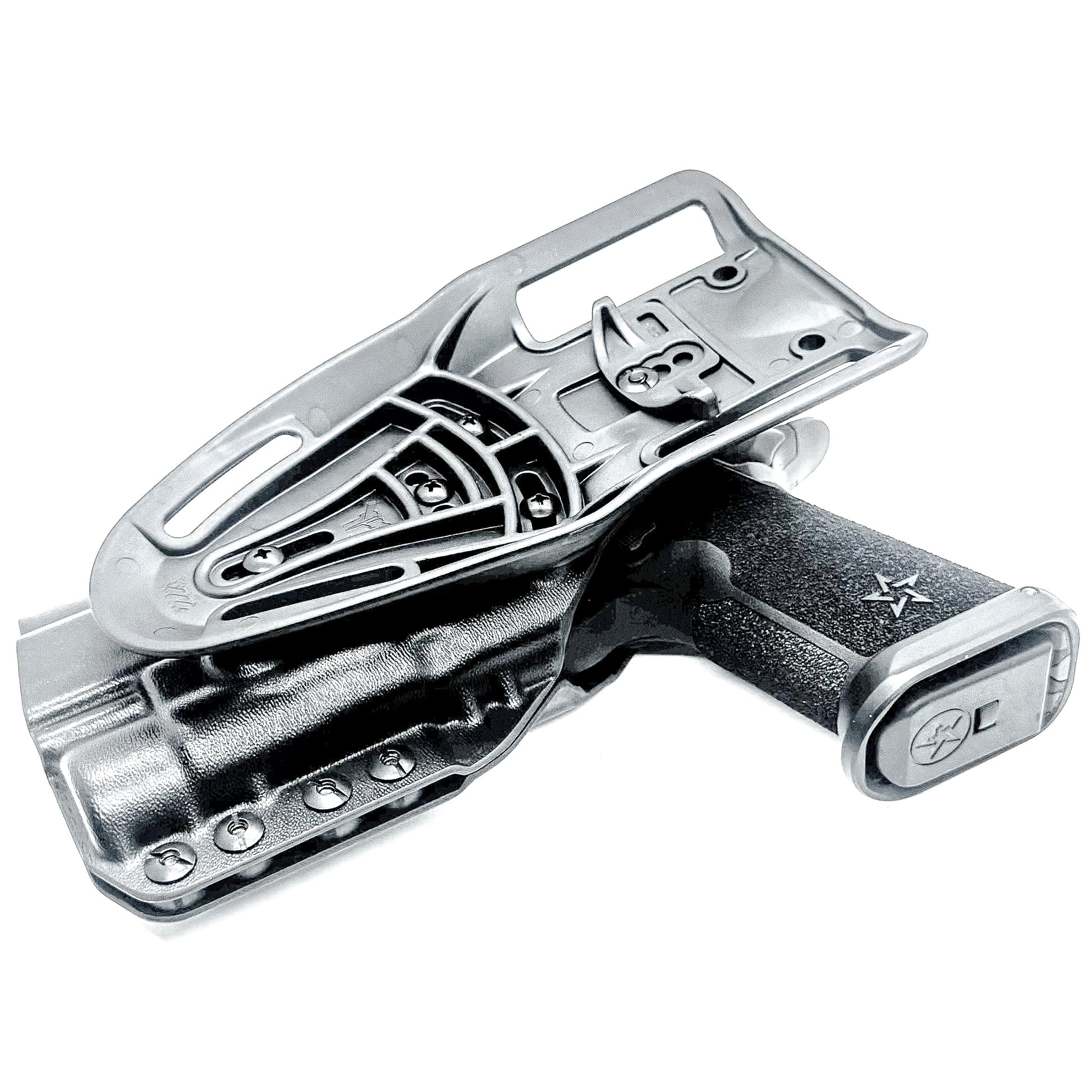 Light-Duty and Competition OWB holster for the Staccato HD P4.5 and Streamlight TLR-1 HL or TLR-1 HP for Outside Waistband range & competition use.