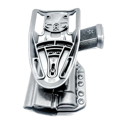 Light-Duty and Competition OWB holster for the Staccato HD P4.5 and Streamlight TLR-1 HL or TLR-1 HP for Outside Waistband range & competition use.